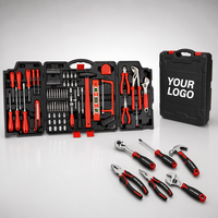 Kit d'outils de bricolage 89 pièces pour la maison avec jeu de douilles à cliquet, tournevis, pinces, clés Allen, clé à molette réglable, niveau et mallette de transport