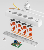 Multiprise personnalisable avec protection contre les surtensions, prise européenne, rallonge avec ports USB