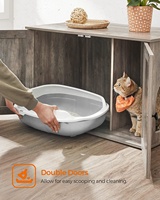 Armoire de toilette moderne et spacieuse pour chats, maison en bois pour animaux de compagnie, boîte à litière cachée pour chats, enceinte avec porte de grange