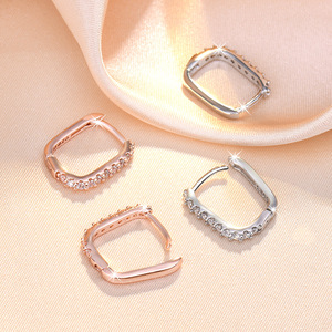 Moda en forma de U 925 plata esterlina geométrica oreja hebilla pendientes joyería para mujer - Product Image 2