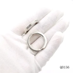 Hoge Kwaliteit Nikkel Plaat 21Mm Metalen Cirkel Sleutelhanger Gegraveerd Logo Massief Ijzeren Ring Voor Ketting