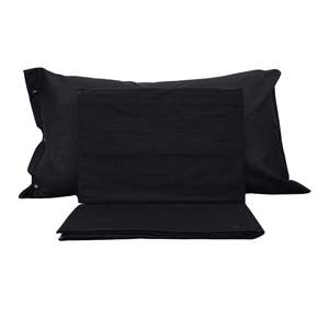 Ensemble de draps en coton noir, taille king size allemande, taies d'oreiller incluses - Product Image 1