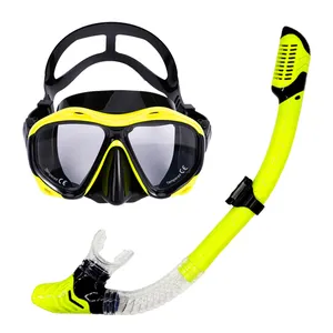 Set Masker snorkeling, masker snorkeling silikon dan tabung snorkeling, kejelasan kaca untuk berenang menyelam