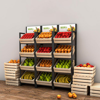 Bedrijf Freshfruitsandgets Ijzeren Frame Supermarkt Planken Staan Display Hout Fruit Display Rack
