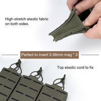 IDOGEAR Pochette triple pour chargeurs 556 en nylon 500D MOLLE, vert Ranger tactique, 23x11x2cm, découpe laser, pour chargeurs 5.56mm, option logo personnalisé