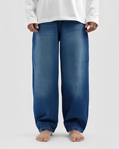 Men's Wide Leg <b>Jeans</b> 100% Cotton Stonewashed <b>Elastic</b> <b>Waist</b> Casual Breathable Midweight Spring Wear - Product Image 1