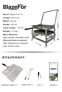 Parrilla Argentina de Acero Inoxidable, Parrilla Pequeña para Asar, Parrilla Giratoria Manual para Brochetas - Product Image 2