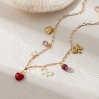 2025 à la mode blanc perle collier de perles tortue conque coquille dauphin collier en acier inoxydable fleur soleil gland collier pour les femmes