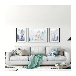 Modern Design Home Decor Glass Framed Leaves Picture Set Wall Art Paper Oil Flower DX CMYK Wall Deco Modern Stylish,modern 2.8cm