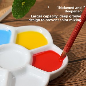 <span class=keywords><strong>Palette</strong></span> en céramique de style chinois avec motif de fleurs de prunier, plat de mélange multi-compartiments pour la peinture à la gouache et à l'<span class=keywords><strong>aquarelle</strong></span> - Product Image 3