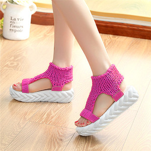 Sandales en crochet pour femmes noires beiges faites à la main avec talon épais nouveau Design botte de hauteur de cheville pour l'automne printemps été chaud - Product Image 4