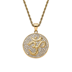 Collana Talismano Aum Indiana con Ciondolo in Cristallo e Acciaio Inossidabile - Product Image 1