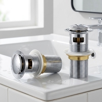 Modun Desain Modern Berkualitas Tinggi Universal Brass Sink Anti Bau Mekanisme Tombol Tekan Pembuangan Air Limbah Otomatis