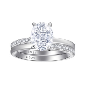 Custom Women's 925 Sterling Silver Rhodium Plated Trendy Eternity Band <b>Fine</b> <b>Ring</b> Set Cubic Zirconia Moissanite Wedding Party - Product Image 1