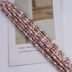 Zhuji 7インチ3-4mm天然淡水リアル真珠ビーズバロック多色ルースパールストランド卸売 - Product Image 3