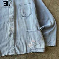 LARSUR personnalisé détresse lavage soleil fané sergé lourd canard toile français bleu veste de travail vêtements de travail travailleur chasse grange corvée manteau