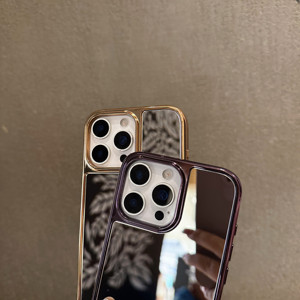 Popular Mirror Smart Phone Case en stock Guangzhou Venta al por mayor <span class=keywords><strong>de</strong></span> lujo Smart Phone Cover con marco galvanizado para Lady Make up - Product Image 4