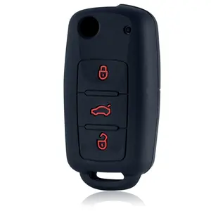 Étui de clé de voiture en silicone pour VW Volkswagen <span class=keywords><strong>Polo</strong></span> Bora Tiguan Passat Golf 6 Lavida Scirocco 3 boutons Accessoires - Product Image 3