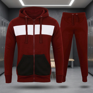 Custom Manufacturer Men Color Block Hooded Tracksuit <b>Zip</b> <b>Sweatshirt</b> Jogger Pants Casual Activewear Set Full Sleeve Streetwear <b>2</b> - Product Image 2