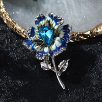 Pin bros bunga kristal pernikahan mode bros bunga biru dalam wanita
