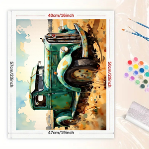 Kit di vernice <span class=keywords><strong>Vintage</strong></span> verde per camion per adulti-classico camion arrugginito 16x20 pollici, regali di arte automobilistica senza cornice - Product Image 2