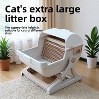 Nouvelle conception, litière pour chat semi-automatique de 80 L, en plastique, écologique, facile à nettoyer, grande taille, design ouvert, vente directe du fabricant