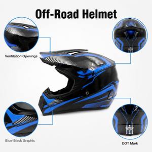 Casco de Motocross Integral DOT Azul y Negro, Casco de Carreras Todoterreno para Motocicleta - Product Image 6