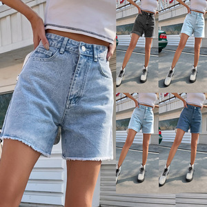 กางเกงขาสั้นผ้ายีนส์บางยาวถึงครึ่งเอวสูงสไตล์เกาหลีแนวสตรีทแวร์ - Product Image 1