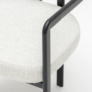 <span class=keywords><strong>Silla</strong></span> nórdica moderna con respaldo curvo blanco tapizada con acento, diseño de tela, sillas de comedor Boucle de terciopelo con <span class=keywords><strong>patas</strong></span> de Metal negro - Product Image 6