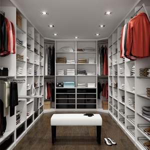 Armario Abierto Moderno Multifuncional de Gran Almacenamiento, Diseño Personalizado, Madera Blanca, Vestidor, Hecho en China - Product Image 1