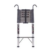 Échelle télescopique simple QAOSEN en acier inoxydable, 7-15 marches, hauteur extensible 2-4,4 m, coussin antidérapant, certifiée EN131, pour extérieur