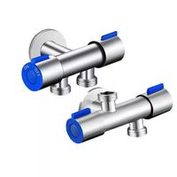 Robinet d'arrêt moderne en acier inoxydable à double commande, adaptateur en T, pour douchette WC, bidet, avec poignée double KUNHONG, garantie 5 ans