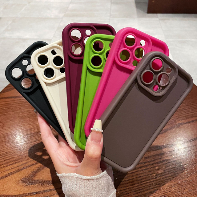 Wholesale Low Price Candy Color Soft TPU Mobile Phone Case for iPhone 16 15 14 13 12 17 Pro Max Plus Lens Protection Back Cover
