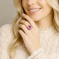 Perhiasan Mewah MuShan Cincin Perak Sterling 925 Batu Permata Ruby Merah Darah Merpati Buatan Laboratorium Cincin Wanita Perhiasan Perak s925