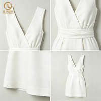 Robe d'été plissée sans dos pour femme, coupe régulière, en coton et lin écologique, idéale pour la plage et les soirées, personnalisable avec logo