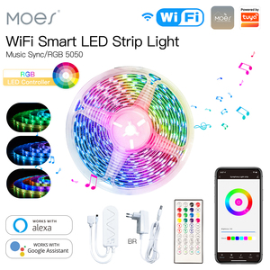 Tira de luces <span class=keywords><strong>LED</strong></span> inteligente <span class=keywords><strong>WiFi</strong></span>, tira de luces RGB, controlador 5050, sincronización de música, micrófono, sonido, cambio de Color, aplicación de vida inteligente, Control remoto - Product Image 2