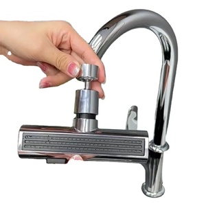 Robinet de cuisine cascade 3 modes, universel, avec douchette pivotante à 720°, rallonge de robinet d'évier de salle de bain, mitigeur de lavabo effet pluie - Product Image 1