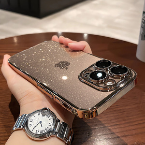 เคสโทรศัพท์หรูหราบางเฉียบใสเคลือบเงาประดับกลิตเตอร์ ป้องกันเลนส์ สำหรับ iPhone 17 16 15 14 13 12 11 Pro Max XS Plus - Product Image 5