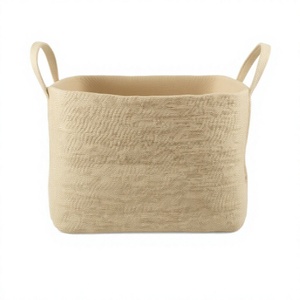 Panier de rangement en jute écologique avec poignées, tissé rustique pour vêtements et articles ménagers - Product Image 3