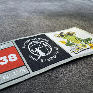 Không có moq tùy chỉnh tái chế thẳng cắt centerfold endfold Damask dệt nhãn - Product Image 1