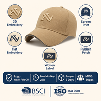 Casquette de baseball brodée 3D avec logo personnalisé, en coton premium, 6 panneaux structurés, prix d'usine en gros, visière sandwich, casquette de sport