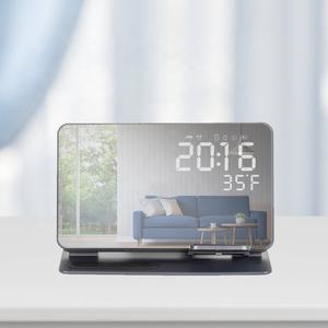 Bộ Sạc Không Dây 15W Đế Sạc Nhanh Qi 4 Trong 1 Đồng Hồ Báo Thức Gương Đồng Hồ Điện Thoại Kỹ Thuật Số Có Đèn LED Sạc - Product Image 6