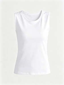 Camiseta sin mangas básica de cuello redondo para mujer, color liso, ajuste ceñido, sin mangas, informal, para verano, chaleco para combinar capas - Product Image 3