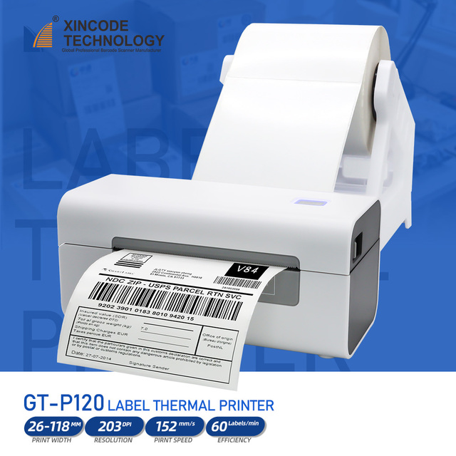 Xincode Fast Printing Waybill Label Printer 4x6 Shipping Sticker Thermal Barcode Printer Wireless 100mm GT-P120