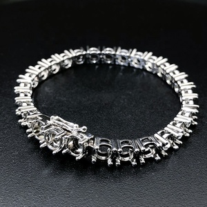 Nhà Máy Tùy Chỉnh S925 Bạc 10K 14K 18K Rắn Đầy Vàng Quần Vợt Chuỗi Vòng Cổ Cài Đặt Vòng Đeo Tay Mountings - Product Image 2