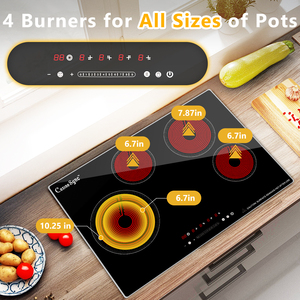 Doopen 30 In Electric Cooktop 4 <b>Burners</b> Smooth Ceramic Glass Touch Control Built-In Stove Top - Product Image 4