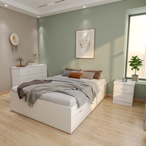 Hot Selling Modern 2254 Twin Wooden Panel Platform <b>Bed</b> <b>Frame</b> Customized Color <b>for</b> Bedroom Furniture Hotel Kitchen Hospital Use - Product Image 3