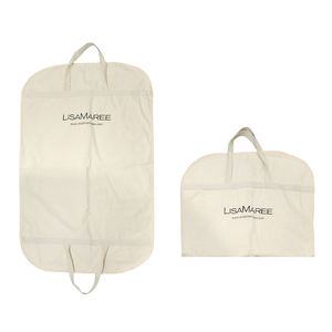 कस्टम मुद्रित गाउन कवर परिधान बैग भारी शुल्क धूल प्रूफ स्टोरेज हैंगिंग इको जिपर कैनवास सफेद कपास फोल्डिंग सूट बैग - Product Image 2