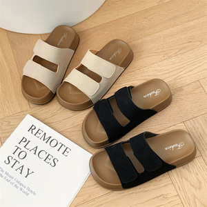 Sandales plates en daim pour femmes, mode, à fermeture velcro, confortables, pour la plage, décontractées, chaussures d'été - Product Image 3