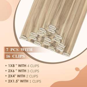 Extensiones de clip de cabello humano brasileño FUBILI, máquina Remy de 12 pulgadas, trama doble recta, todos los colores - Product Image 4